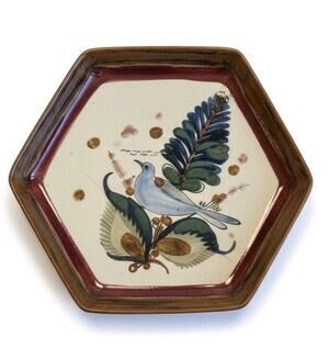 Ken Edwards Pottery Six Sided Bowl Server 9¼" X 10¼" Bluebird Stoneware EUC